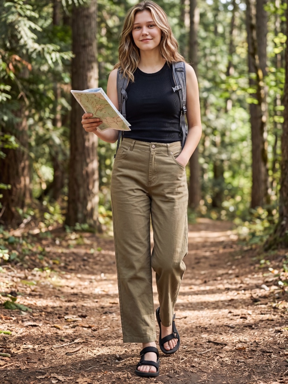 Tentree Slocan hemp & cotton khaki cropped green pants Petite friendly. Size 8